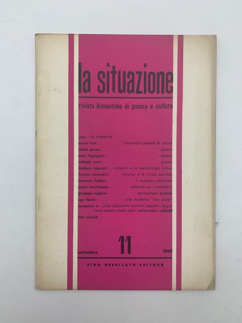 La situazione. Rivista bimestrale di poesia e cultura, numero 11, settembre 1959
